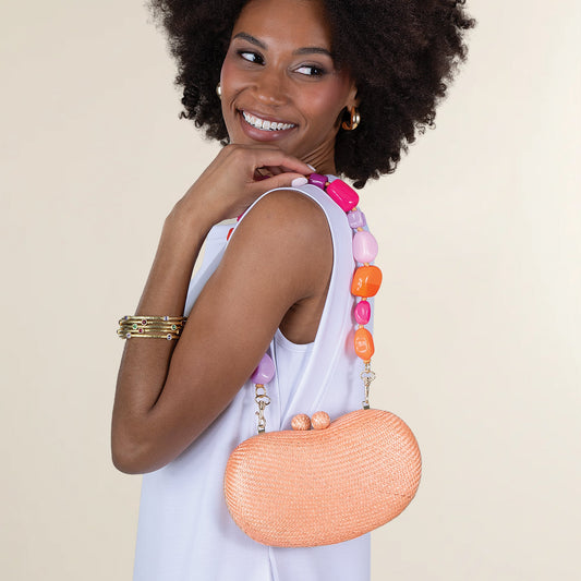 Pretty in Peach Clutch With Convertible Strap