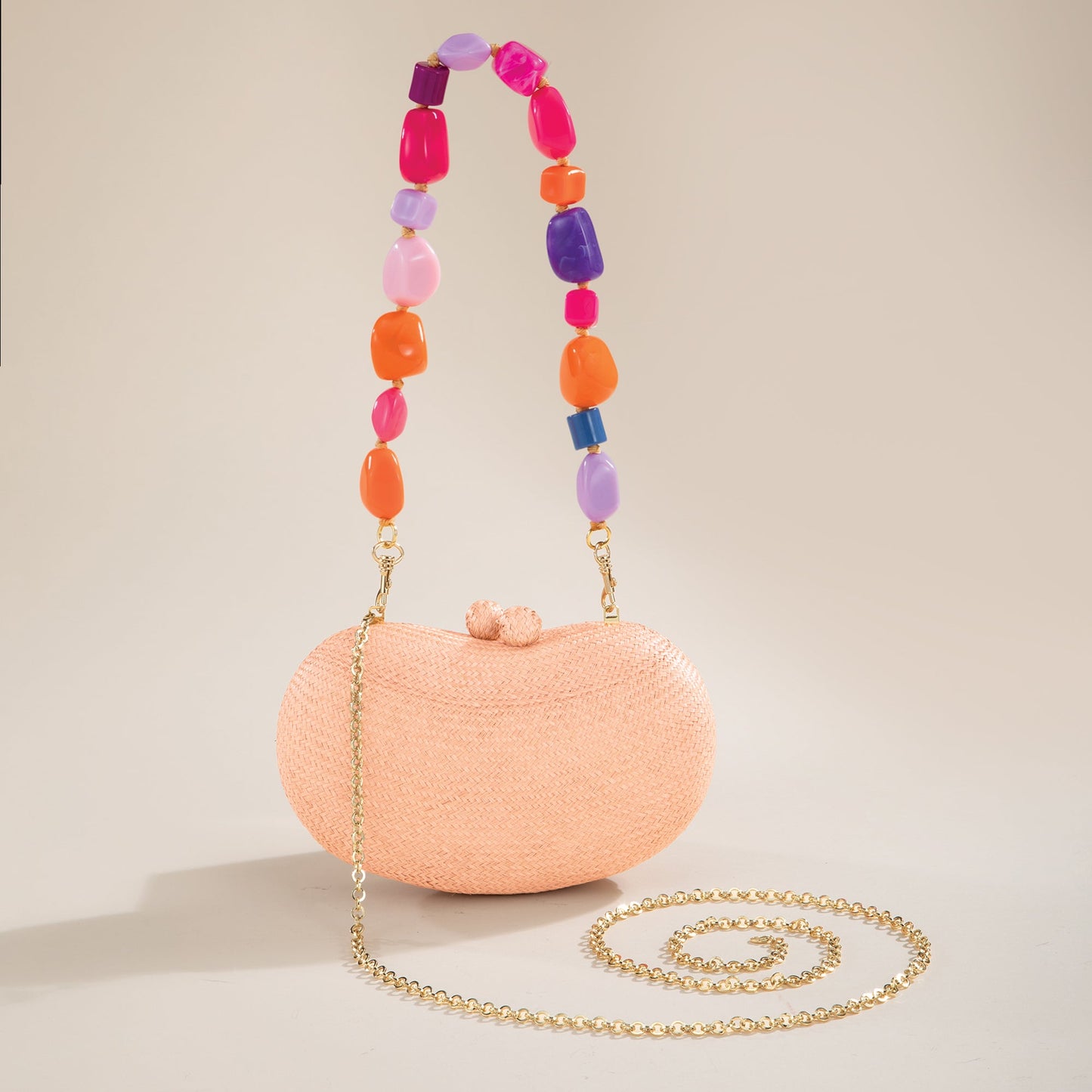 Pretty in Peach Clutch With Convertible Strap