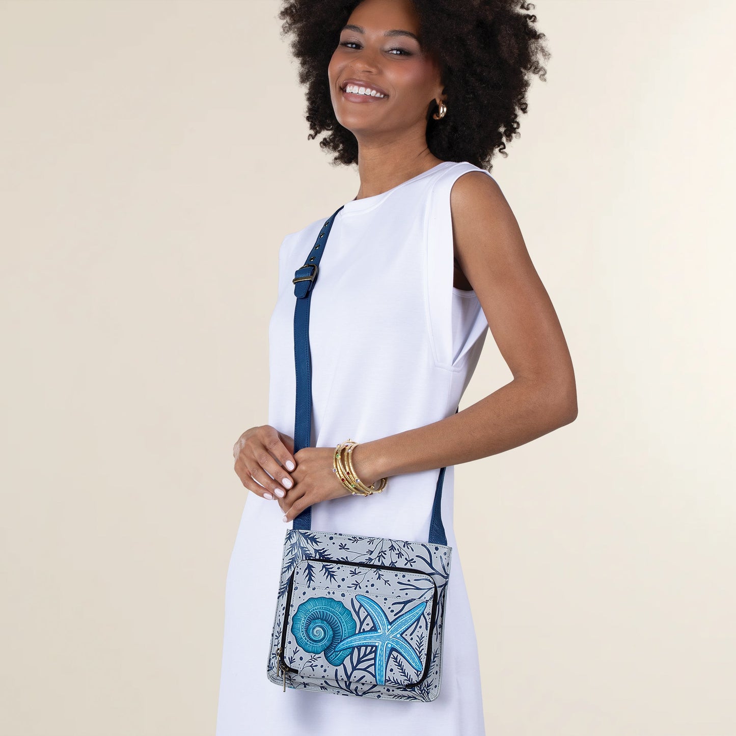 Hand-Painted Sweet Sea Treasure Crossbody Bag