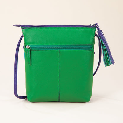 Ocean Waves Multi-Colored Leather Crossbody Tassel Bag