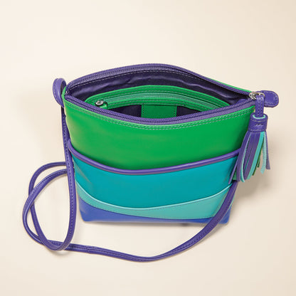 Ocean Waves Multi-Colored Leather Crossbody Tassel Bag