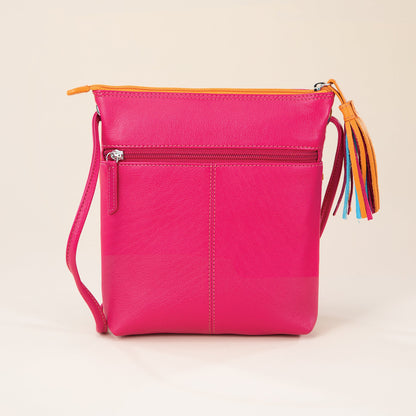 Island Sunrise Multi-Colored Leather Crossbody Tassel Bag