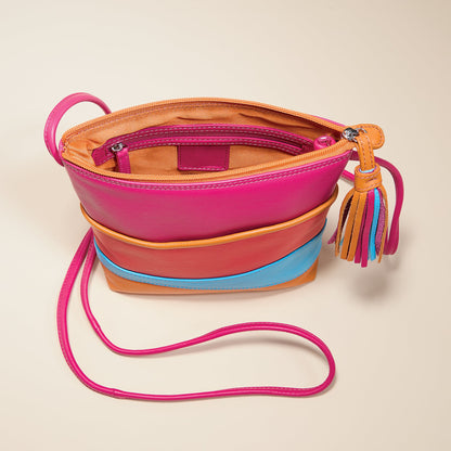 Island Sunrise Multi-Colored Leather Crossbody Tassel Bag