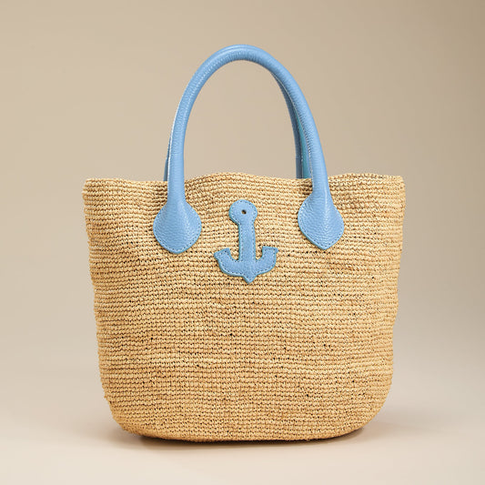 Santa Chiara Italian Leather & Straw Tote
