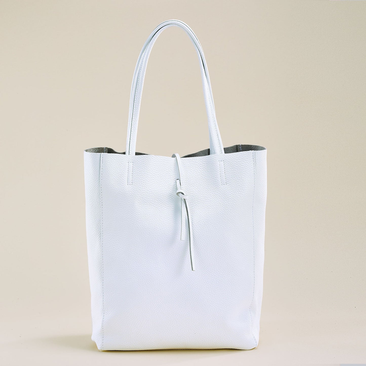 Francesca White Italian Leather Tote