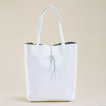 Francesca White Italian Leather Tote