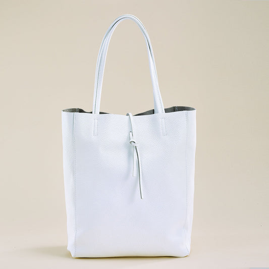 Francesca White Italian Leather Tote