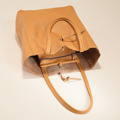 Francesca Cognac Italian Leather Tote
