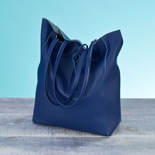 Francesca Royal Blue Italian Leather Tote