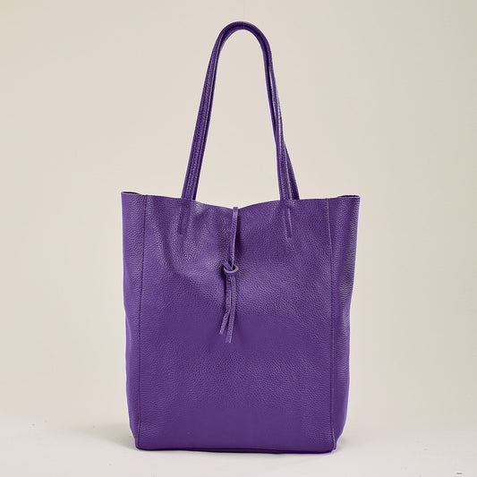 Francesca Purple Italian Leather Tote