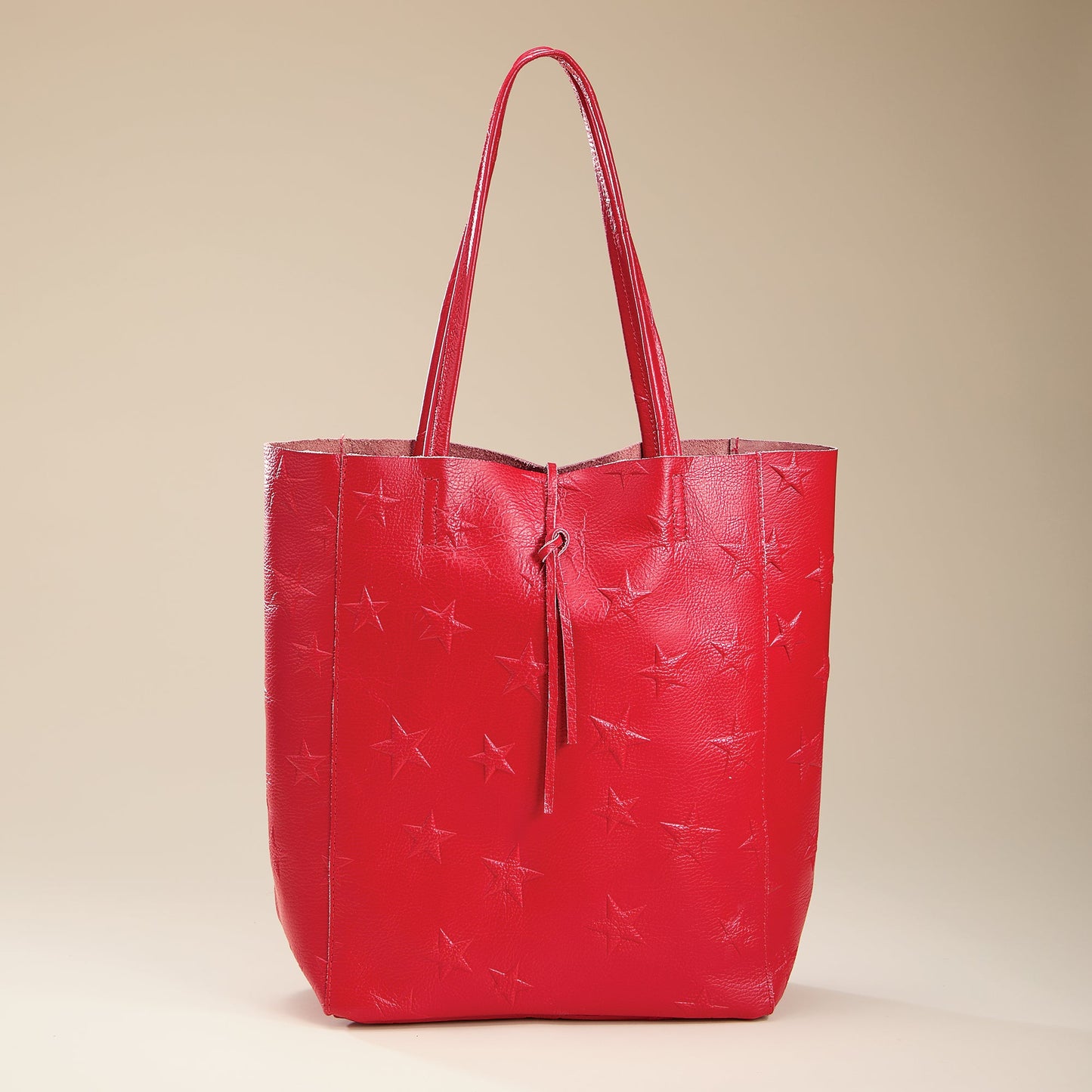Francesca Red Stars Italian Leather Tote