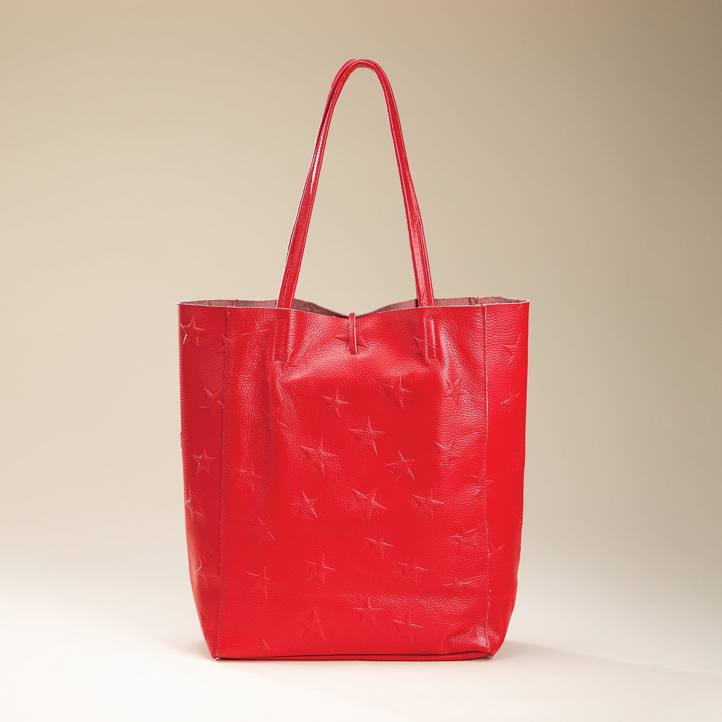 Francesca Red Stars Italian Leather Tote