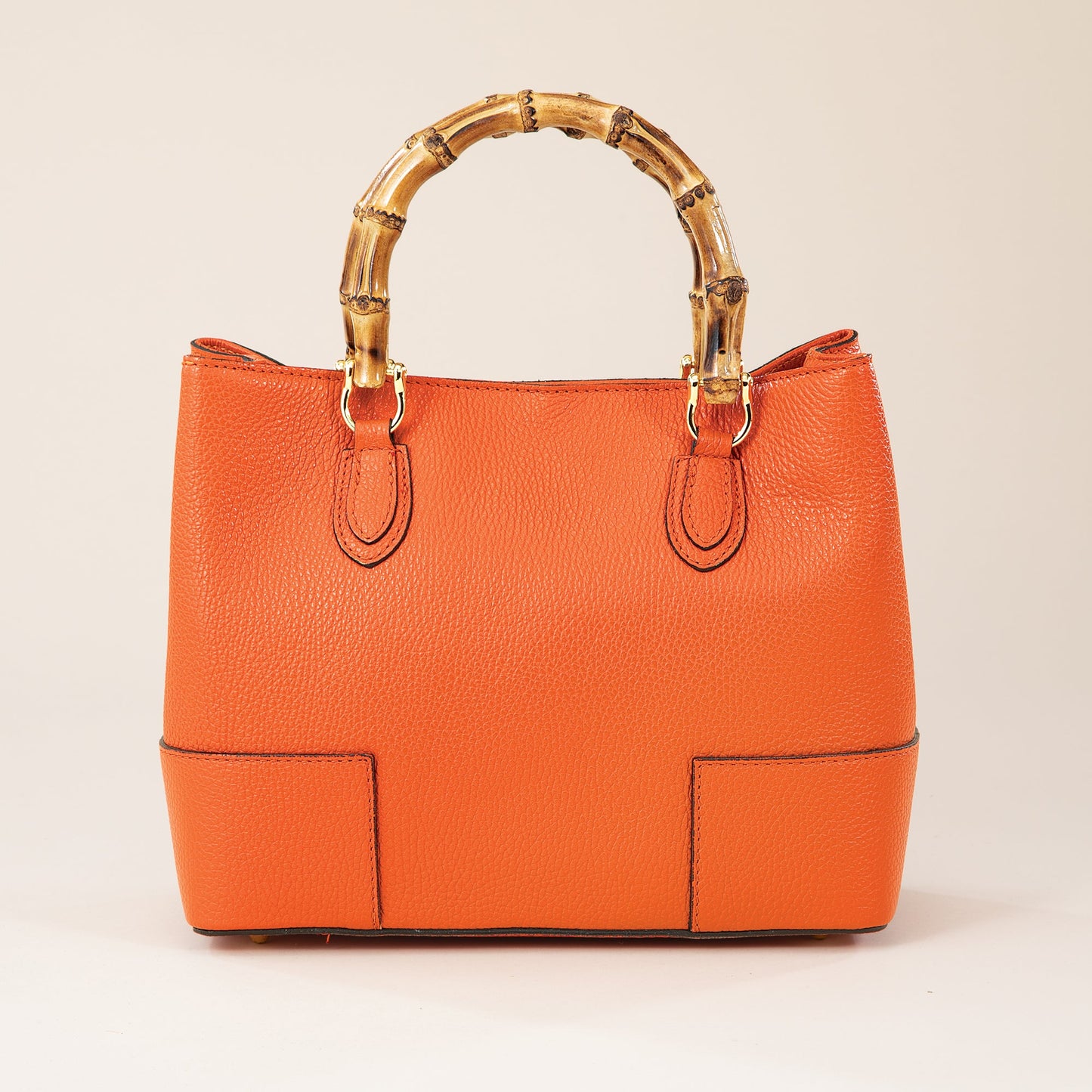 Treviso Orange Italian Leather & Bamboo Tote