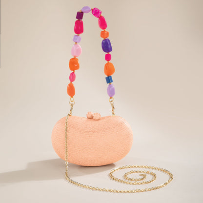 Pretty in Peach Clutch With Convertible Strap
