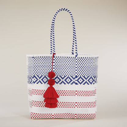 Patriotic Pattern Tasseled Tote
