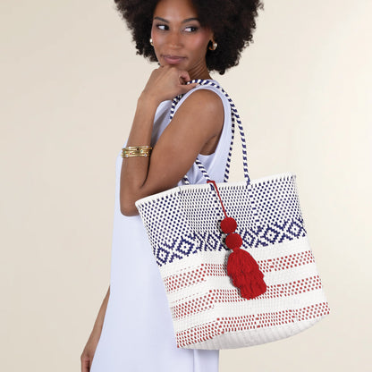 Patriotic Pattern Tasseled Tote
